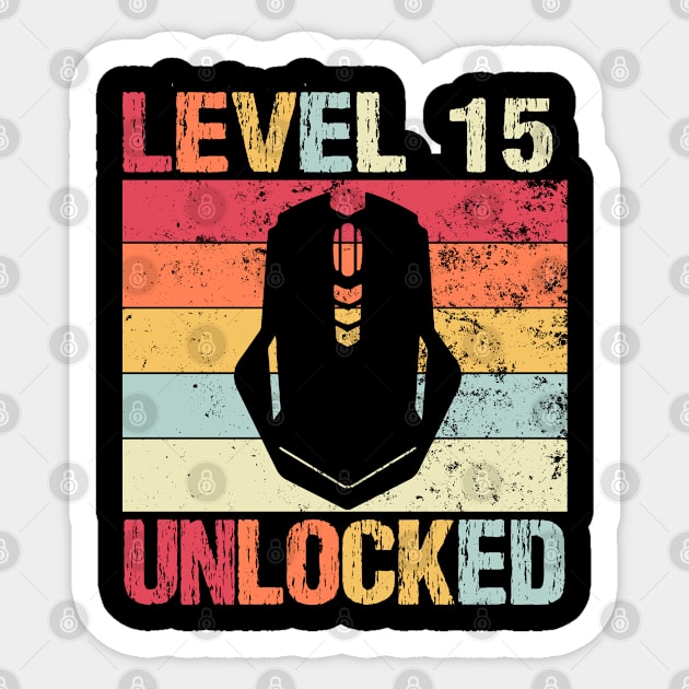 Level 15 Unlocked - 15th Birthday Sticker by Teesamd